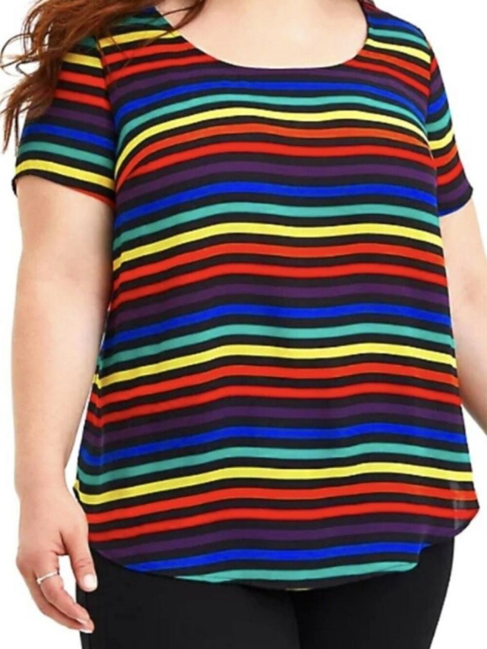 Limited Edition Torrid 3x Abbey Rainbow Multi-stripe Georgette Blouse